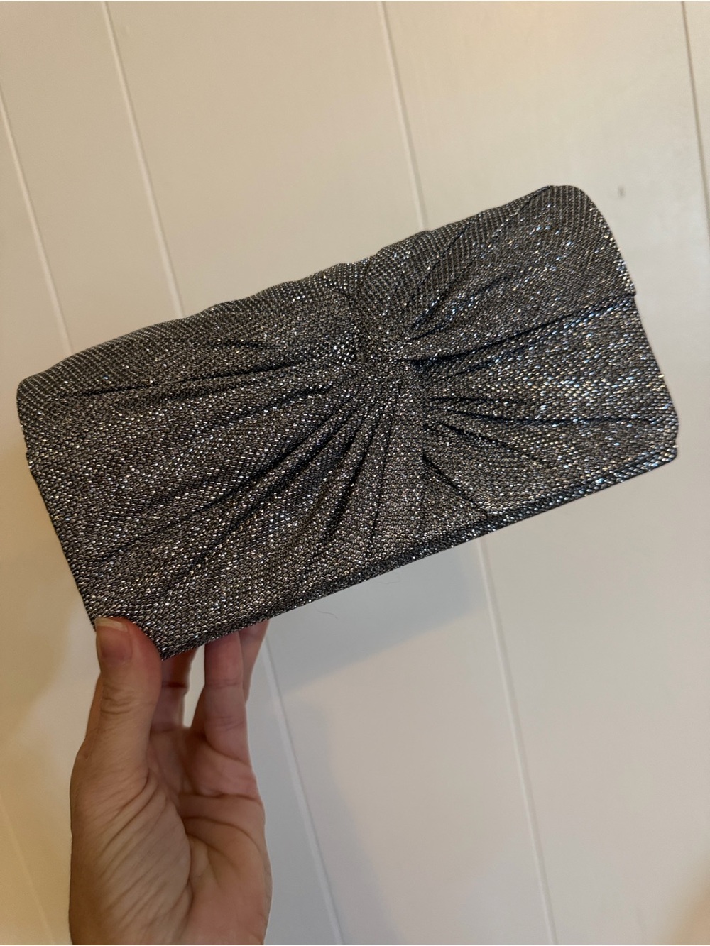 Elegant Silver Glitter Evening Clutch